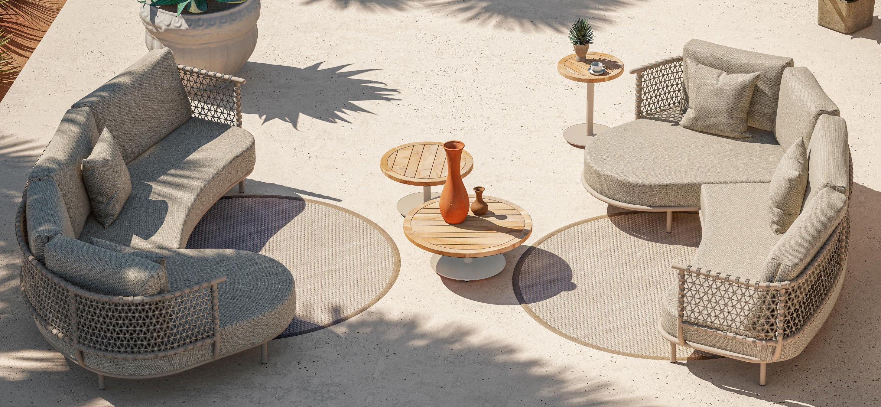 4 Seasons Outdoor Set | 2 x Sardinia Chaise Lounge with 3 Volta Tables