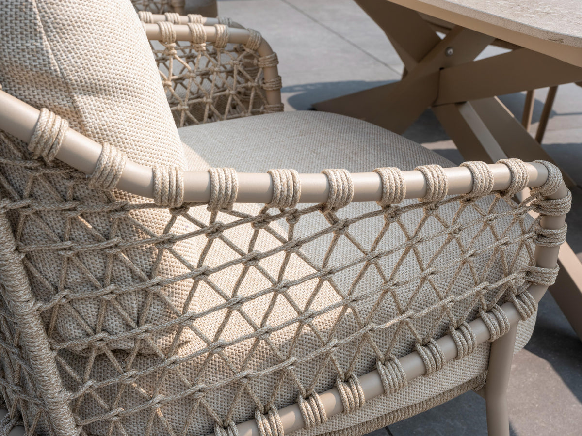 4 Seasons Outdoor Sardinia 6 Seat with Donato 160cm Round Ceramic Low Dining Table & Lazy Susan