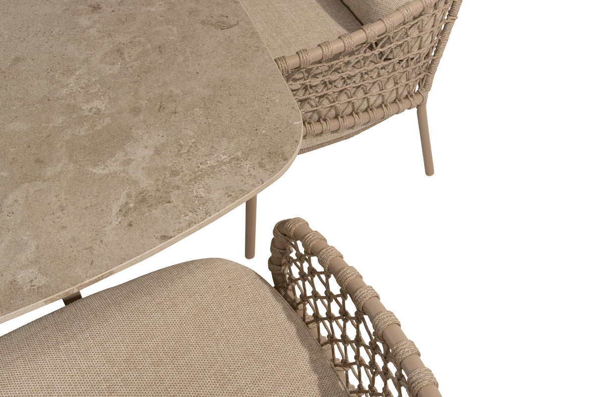 4 Seasons Outdoor Sardinia 6 Seat with Donato 160cm Round Ceramic Low Dining Table & Lazy Susan