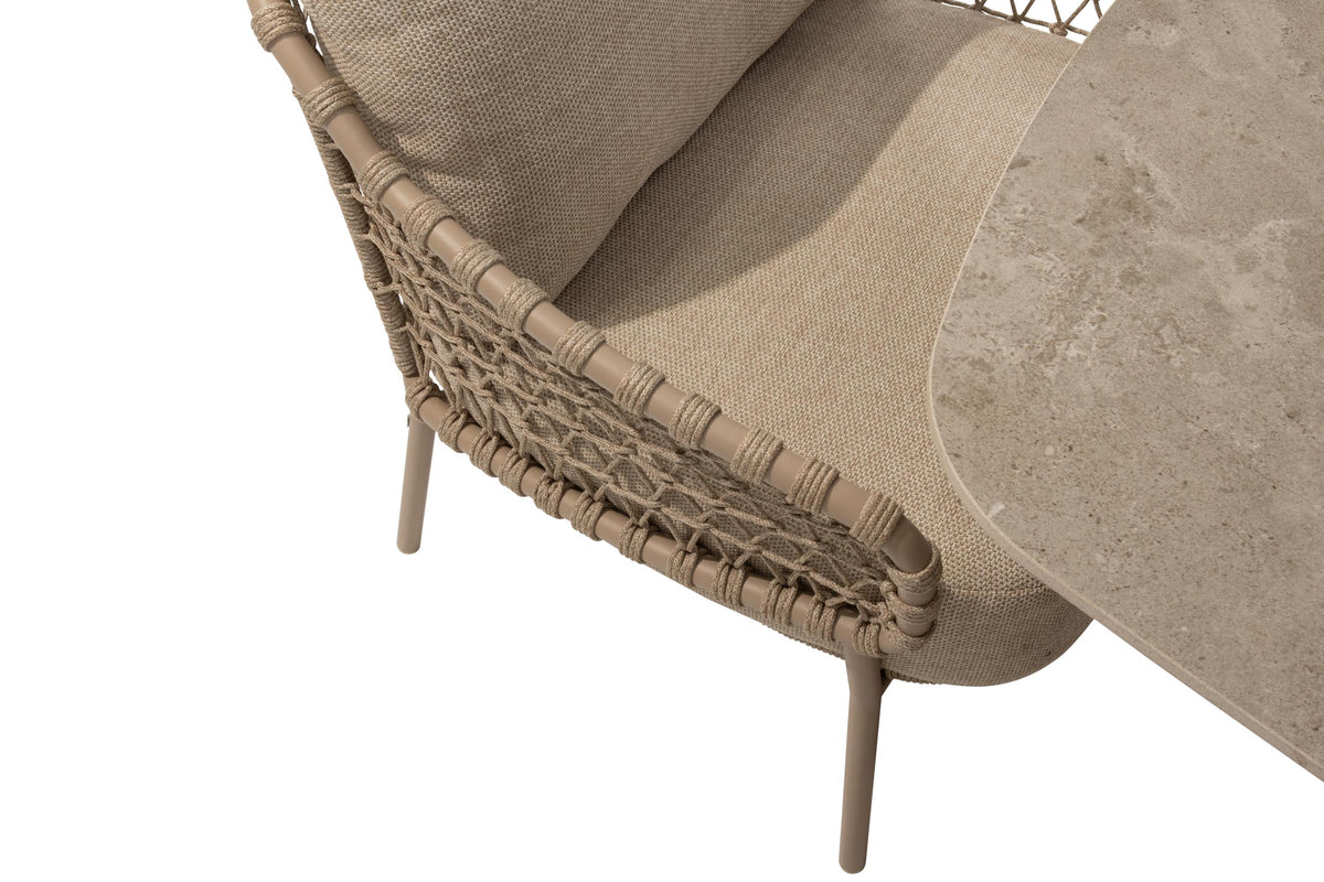 4 Seasons Outdoor Sardinia 6 Seat with Donato 160cm Round Ceramic Low Dining Table & Lazy Susan