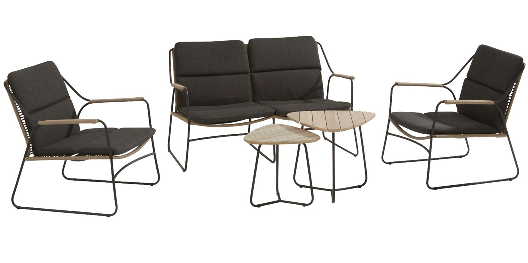 4 Seasons Outdoor Scandic Lounge Set With Axel Triangular Coffee Tables