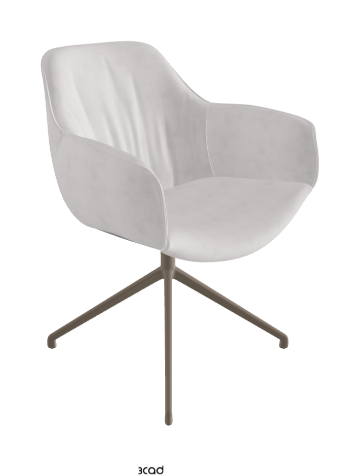 Scarlett Turn Swivel Dining Armchair_Titanium Embossed_Micro Nubuk_White