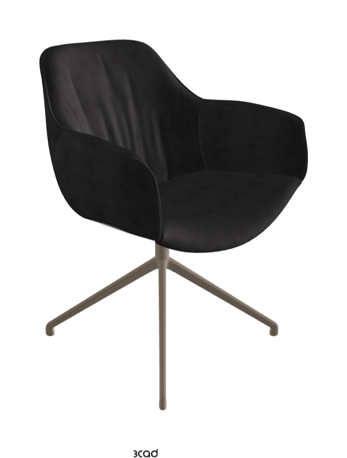 Scarlett Turn Swivel Dining Armchair_Titanium Embossed_Micro Nubuk_Charcoal