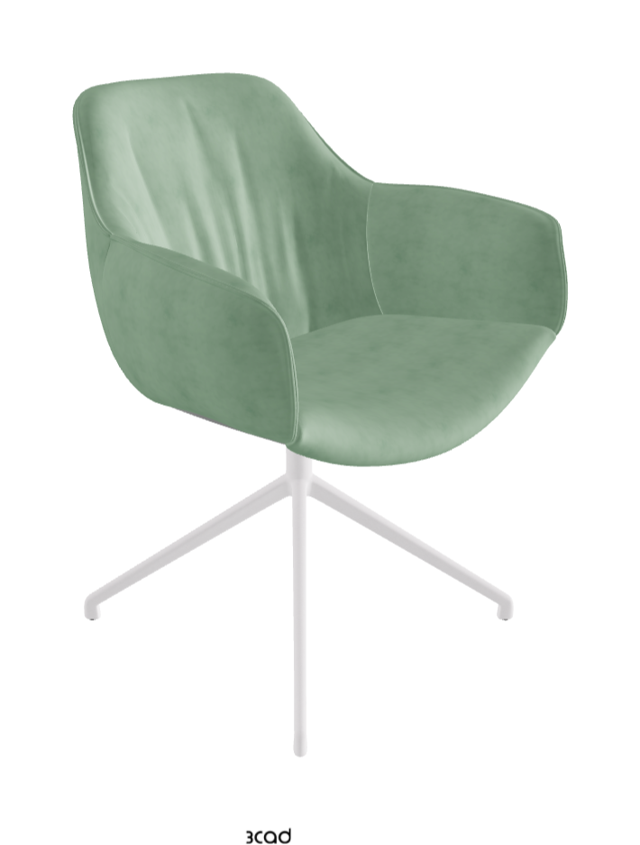 Scarlett Turn Swivel Dining Armchair_Pearl Embossed_Micro Nubuk_Mint