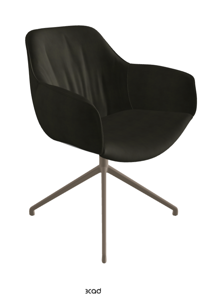 Scarlett Turn Swivel Dining Armchair_Titanium Embossed_Micro Nubuk_Musk