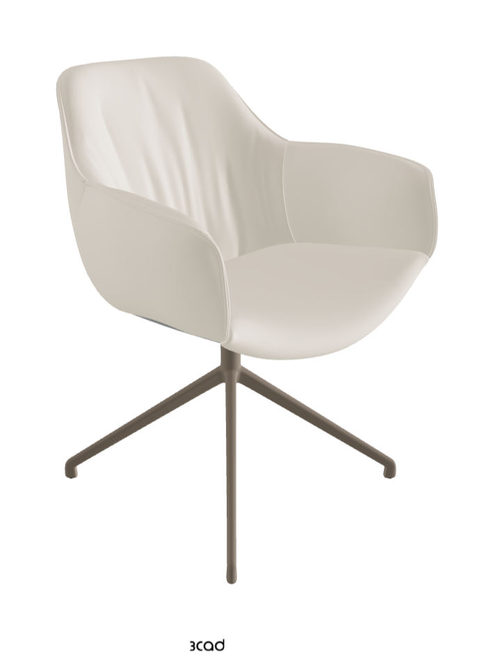 Scarlett Turn Swivel Dining Armchair_Titanium Embossed_Glove Soft Leather_Ecru