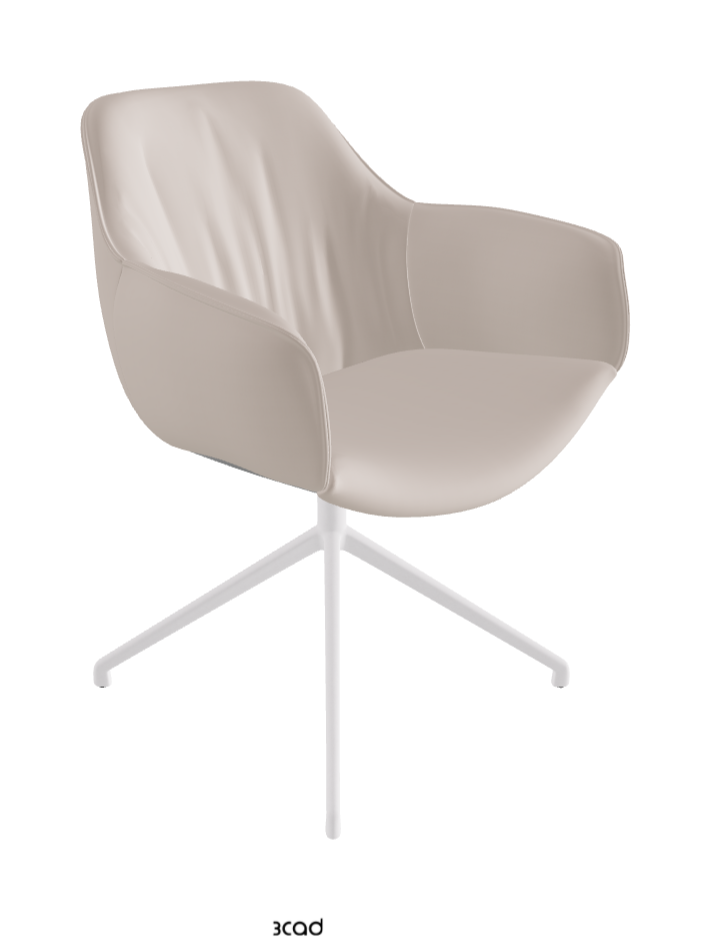 Scarlett Turn Swivel Dining Armchair_Pearl Embossed_Soft Leather_Nymph