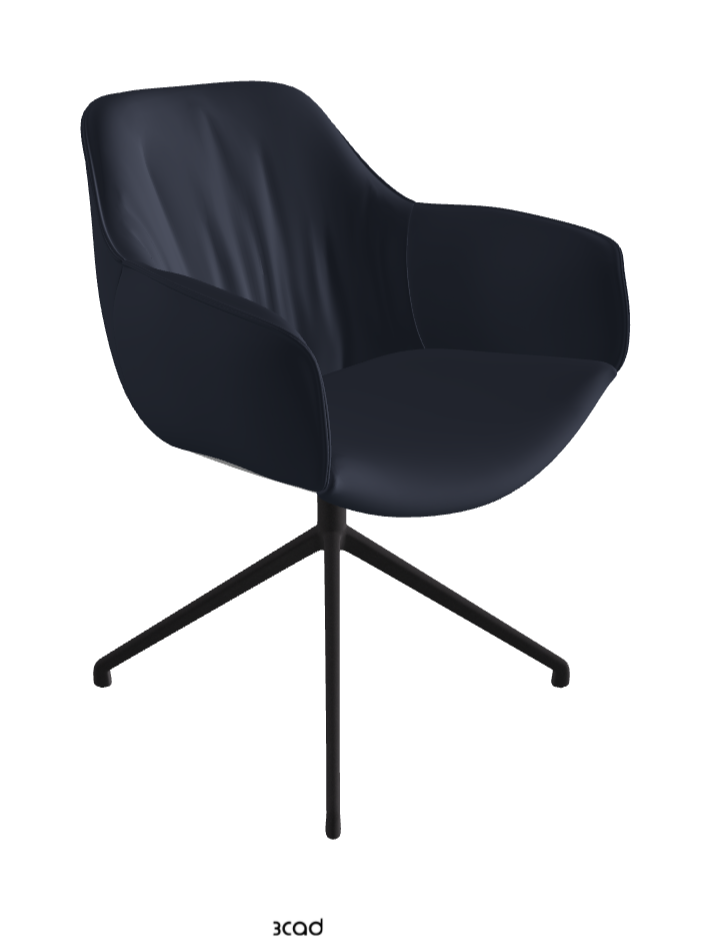 Scarlett Turn Swivel Dining Armchair_Black Embossed_Soft Leather_Navy