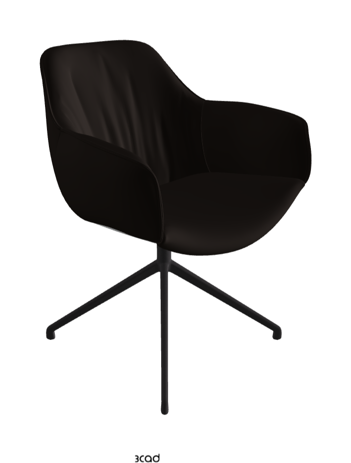 Scarlett Turn Swivel Dining Armchair_Black Embossed_Soft Leather_Moka