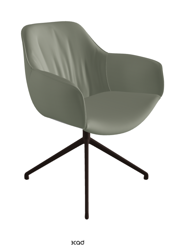 Scarlett Turn Swivel Dining Armchair_Bronze Embossed_Soft Leather_Cenere