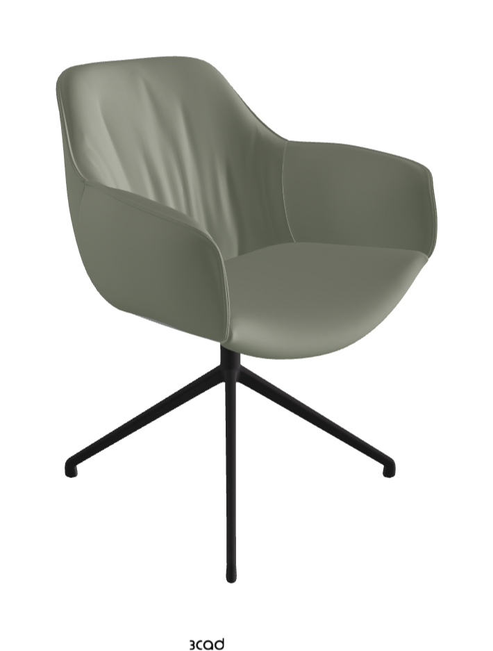 Scarlett Turn Swivel Dining Armchair_Black Embossed_Soft Leather_Cenere