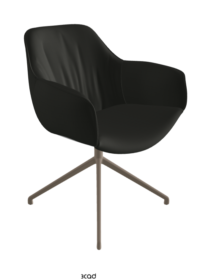 Scarlett Turn Swivel Dining Armchair_Titanium Embossed_Soft Leather_Smoke