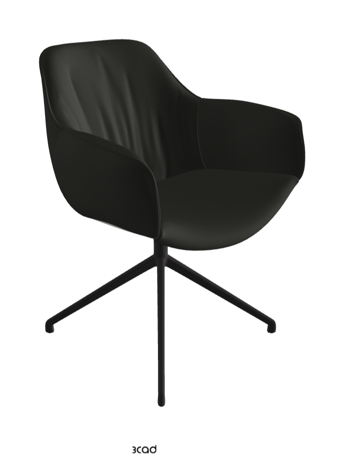 Scarlett Turn Swivel Dining Armchair_Black Embossed_Soft Leather_Smoke