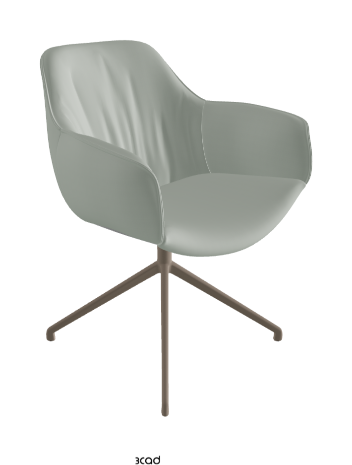 Scarlett Turn Swivel Dining Armchair_Titanium Embossed_Soft Leather_Ice