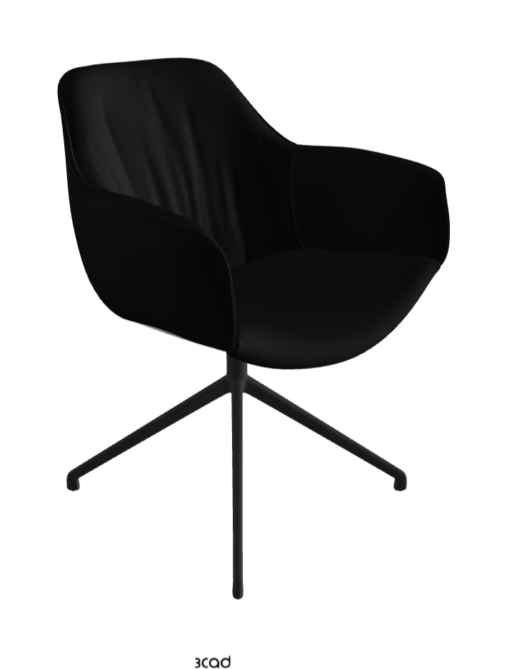 Scarlett Turn Swivel Dining Armchair_Black Embossed_Soft Leather_Nero
