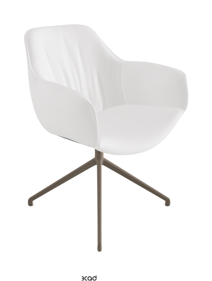Scarlett Turn Swivel Dining Armchair_Titanium Embossed_Synthetic Leather_Bianco