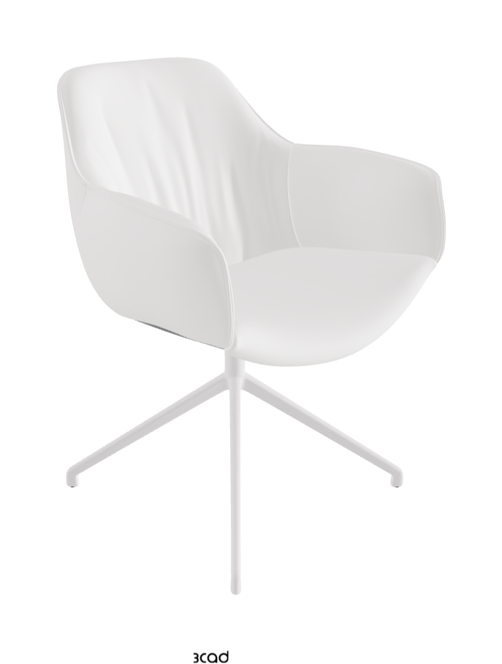 Scarlett Turn Swivel Dining Armchair_Pearl Embossed_Synthetic Leather_Bianco