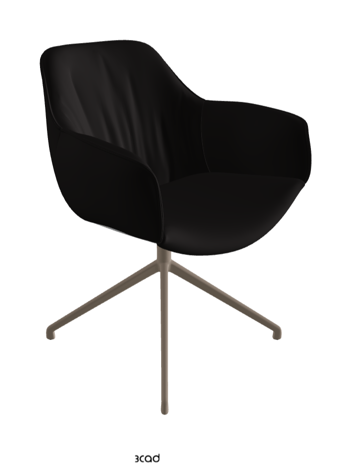 Scarlett Turn Swivel Dining Armchair_Titanium Embossed_Synthetic Leather_Moka