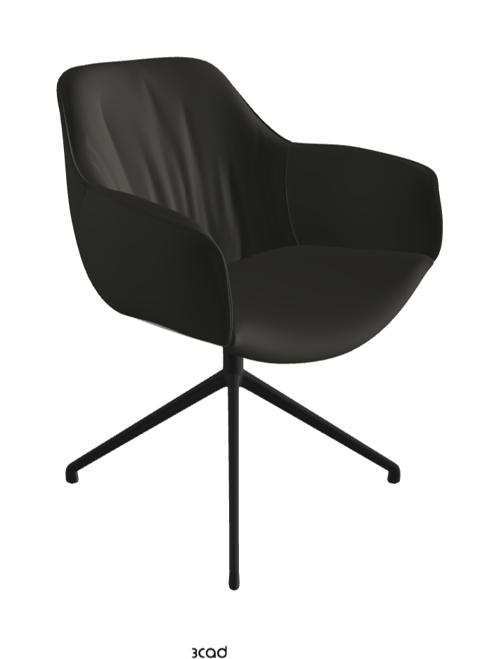Scarlett Turn Swivel Dining Armchair_Black Embossed_Synthetic Leather_London