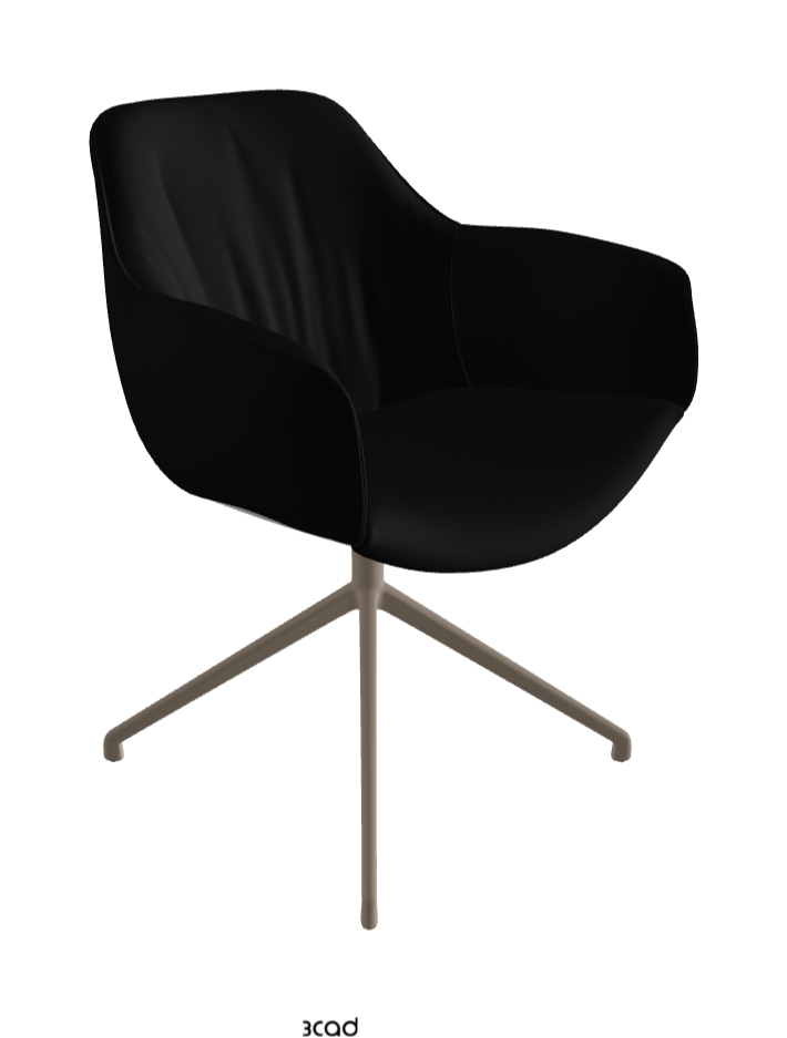Scarlett Turn Swivel Dining Armchair_Titanium Embossed_Synthetic Leather_Nero