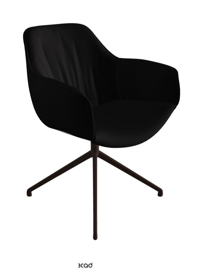 Scarlett Turn Swivel Dining Armchair_Bronze Embossed_Synthetic Leather_Nero