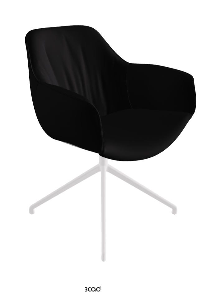 Scarlett Turn Swivel Dining Armchair_Pearl Embossed_Synthetic Leather_Nero
