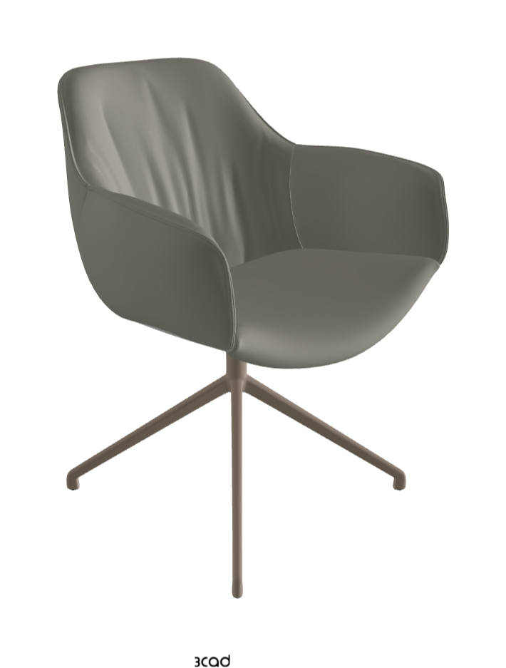 Scarlett Turn Swivel Dining Armchair_Titanium Embossed_Synthetic Leather_Cemento