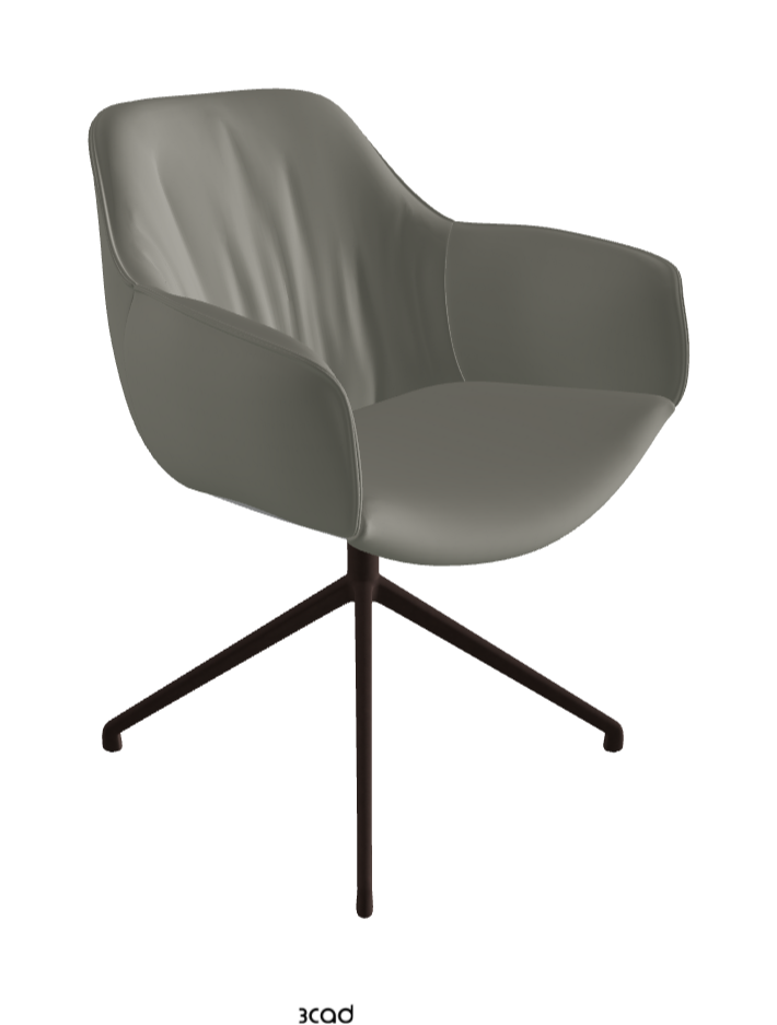 Scarlett Turn Swivel Dining Armchair_Bronze Embossed_Synthetic Leather_Cemento