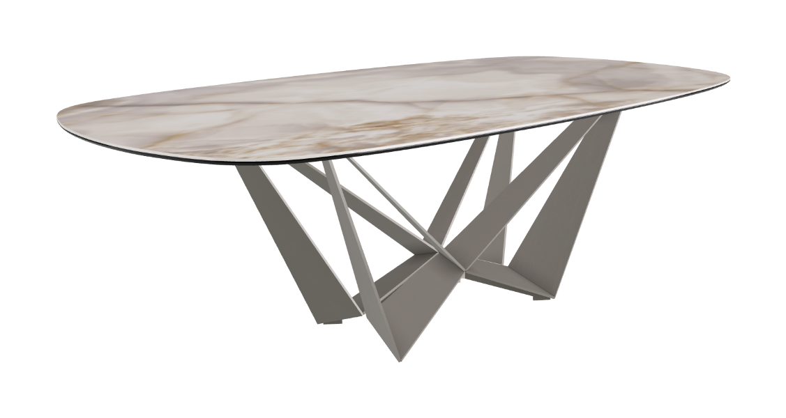 Cattelan Italia Skorpio Keramik Biscuit & Polygon Shaped Dining Table