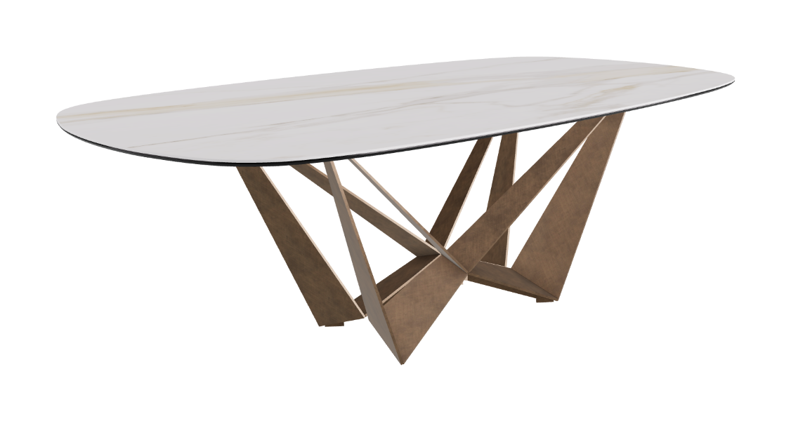 Cattelan Italia Skorpio Keramik Biscuit & Polygon Shaped Dining Table
