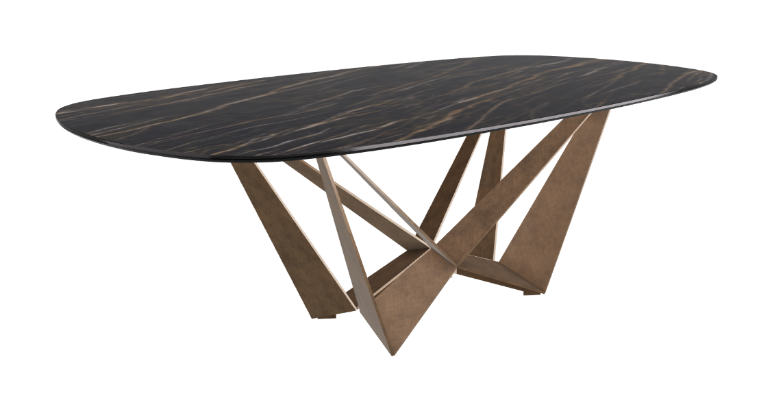 Cattelan Italia Skorpio Keramik Biscuit & Polygon Shaped Dining Table