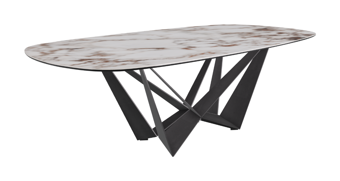Cattelan Italia Skorpio Keramik Biscuit & Polygon Shaped Dining Table