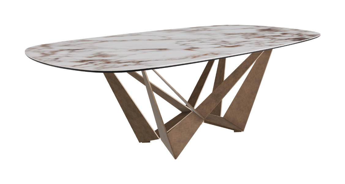 Cattelan Italia Skorpio Keramik Biscuit & Polygon Shaped Dining Table