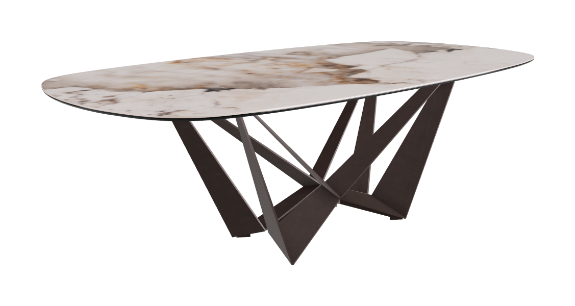 Cattelan Italia Skorpio Keramik Biscuit & Polygon Shaped Dining Table