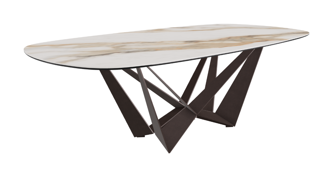 Cattelan Italia Skorpio Keramik Biscuit & Polygon Shaped Dining Table
