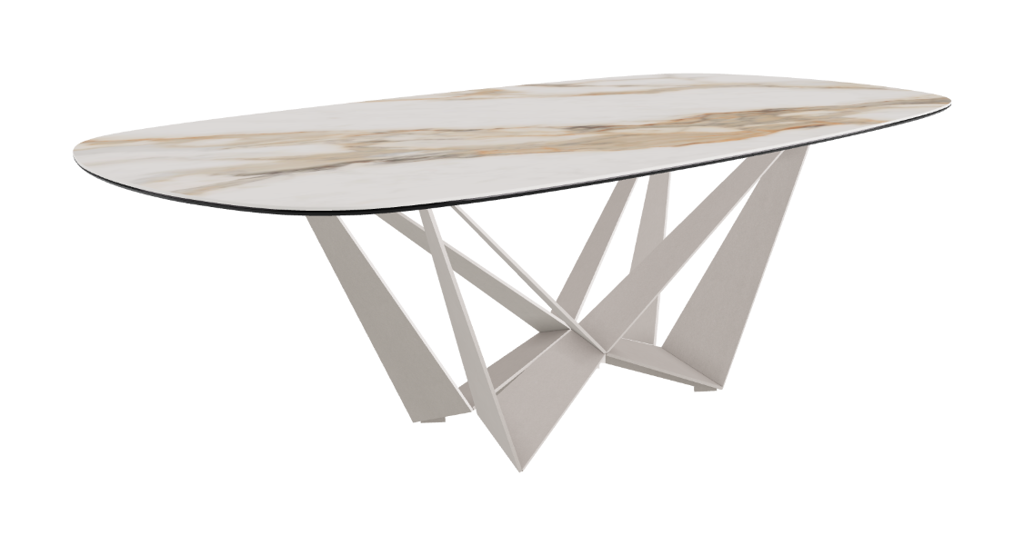 Cattelan Italia Skorpio Keramik Biscuit & Polygon Shaped Dining Table
