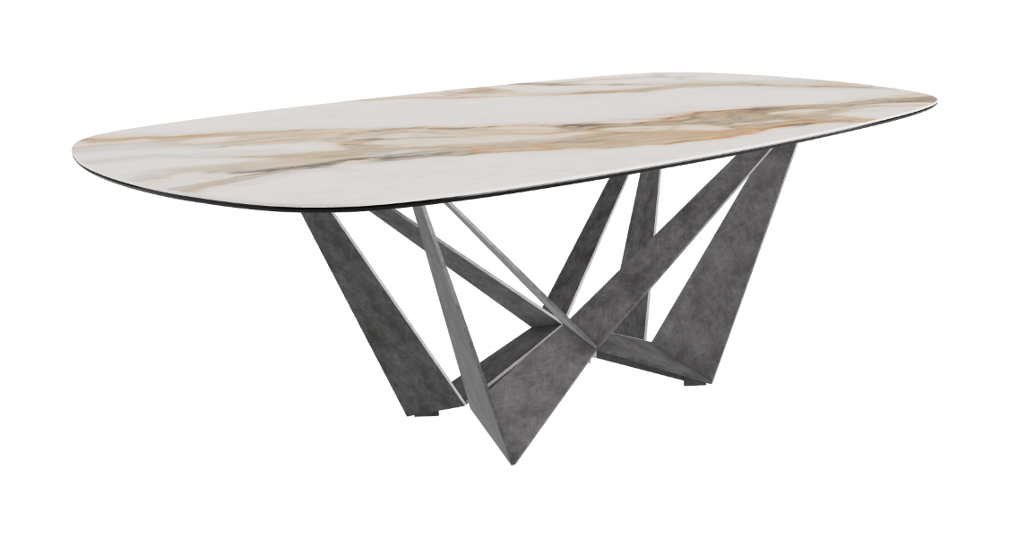 Cattelan Italia Skorpio Keramik Biscuit & Polygon Shaped Dining Table