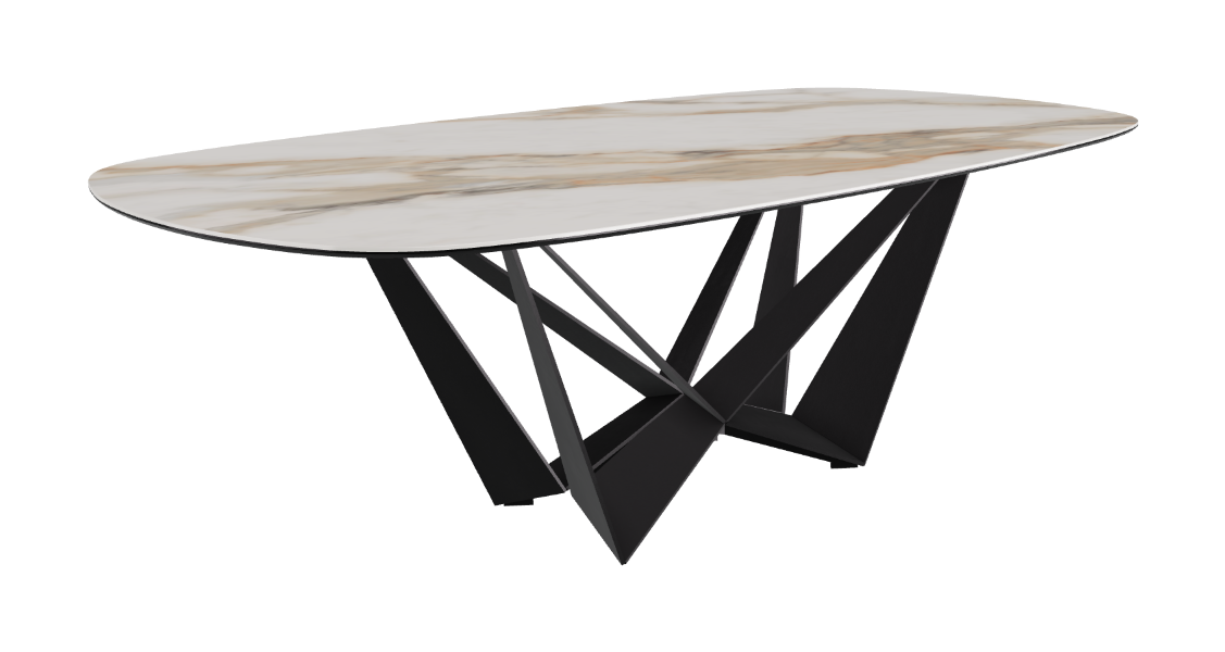 Cattelan Italia Skorpio Keramik Biscuit & Polygon Shaped Dining Table