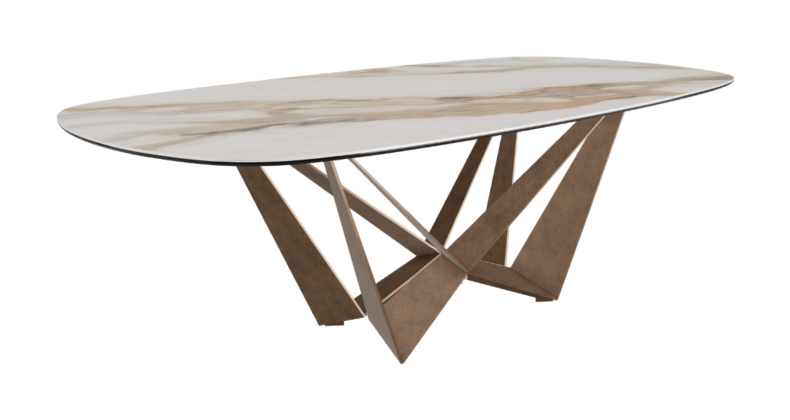 Cattelan Italia Skorpio Keramik Biscuit & Polygon Shaped Dining Table