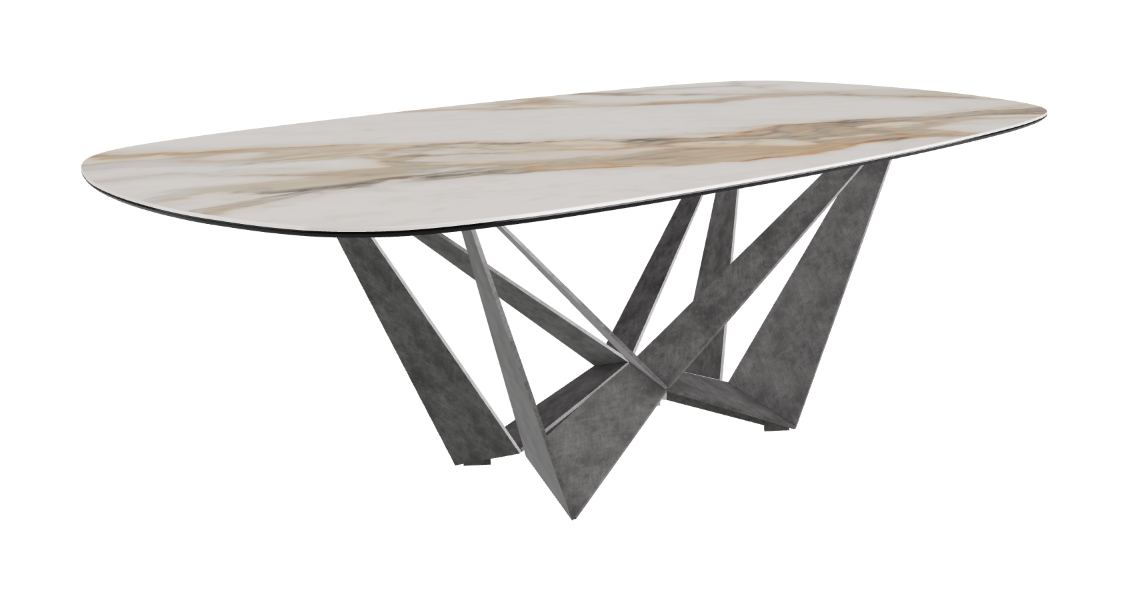 Cattelan Italia Skorpio Keramik Biscuit & Polygon Shaped Dining Table