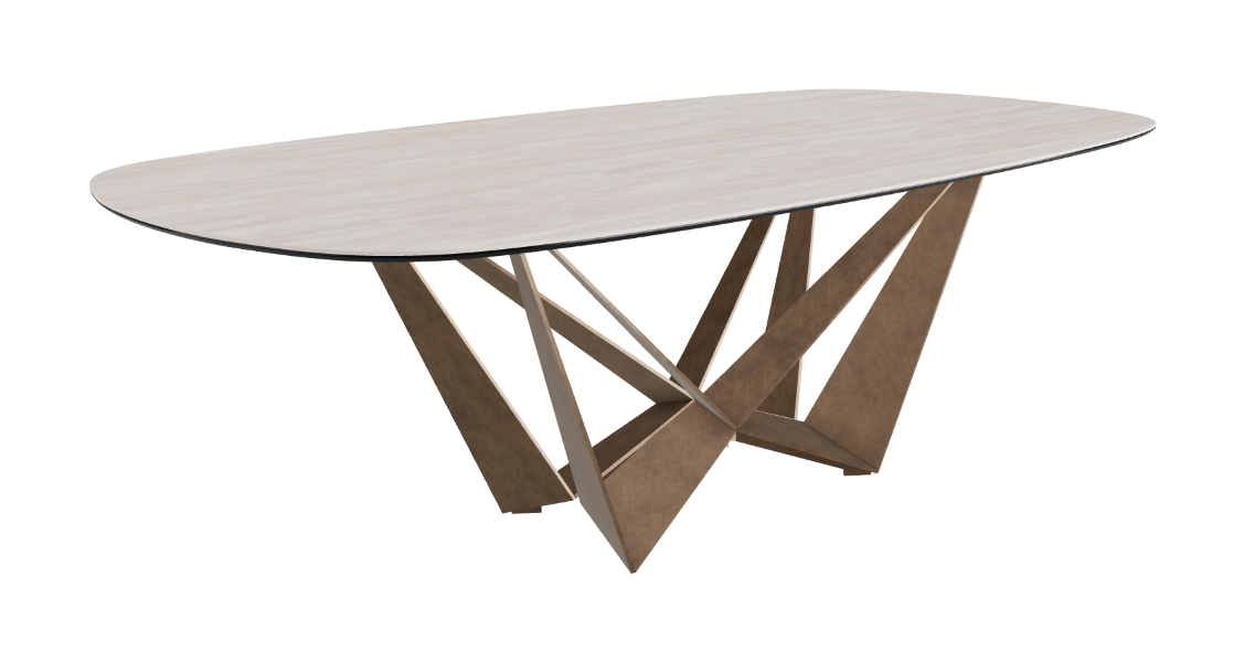 Cattelan Italia Skorpio Keramik Biscuit & Polygon Shaped Dining Table