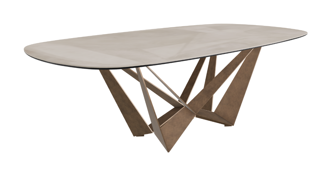 Cattelan Italia Skorpio Keramik Biscuit & Polygon Shaped Dining Table