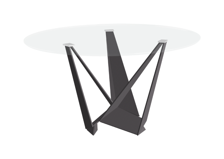 Cattelan Italia Skorpio Glass & Wood Round Dining Table