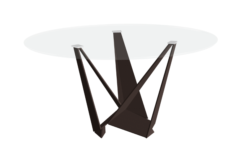 Cattelan Italia Skorpio Glass & Wood Round Dining Table