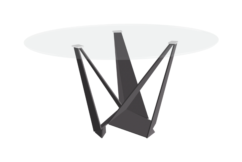 Cattelan Italia Skorpio Glass & Wood Round Dining Table