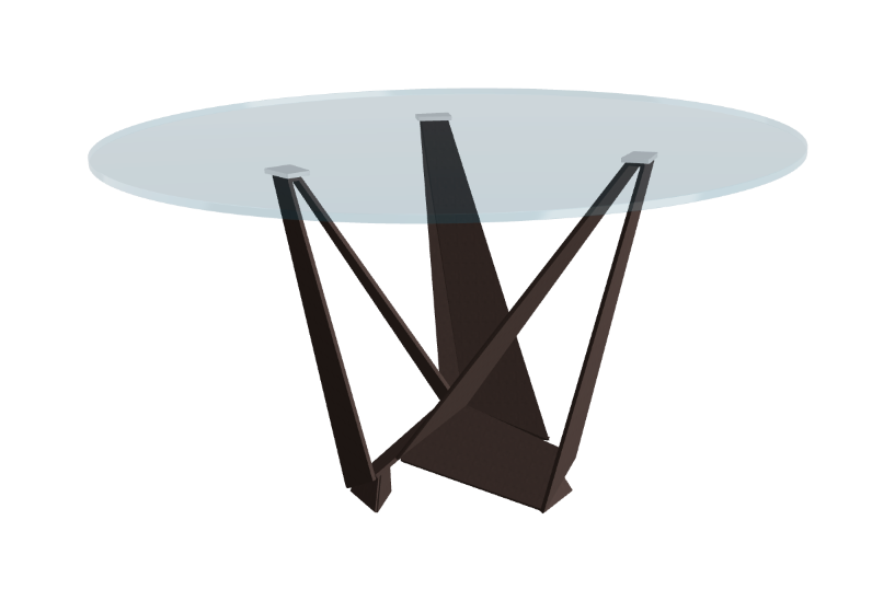 Cattelan Italia Skorpio Glass & Wood Round Dining Table