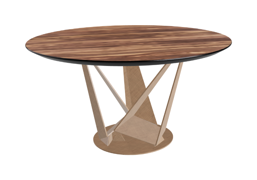 Cattelan Italia Skorpio Glass & Wood Round Dining Table