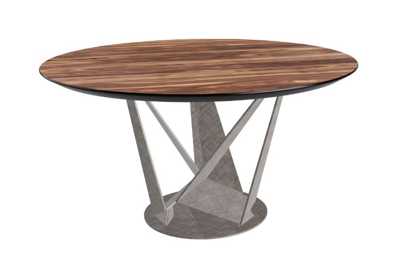 Cattelan Italia Skorpio Glass & Wood Round Dining Table