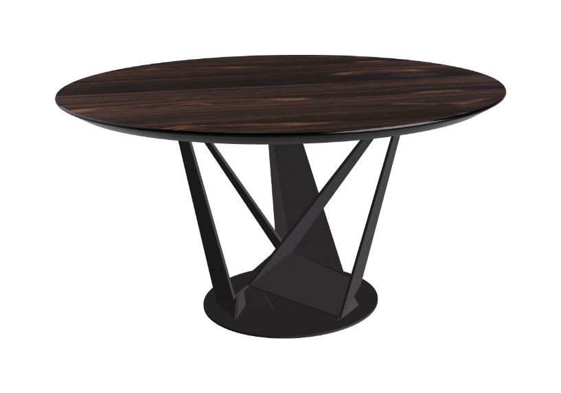 Cattelan Italia Skorpio Glass & Wood Round Dining Table