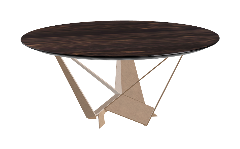 Cattelan Italia Skorpio Glass & Wood Round Dining Table